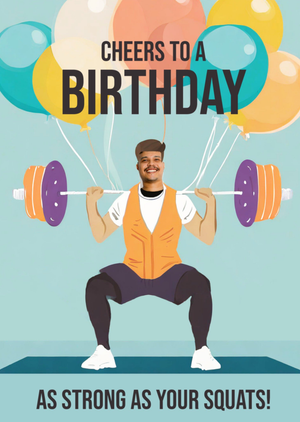 Moonpig The Studio Collection Cheers To A Birthday As Strong As Your Squats Photo Upload Card