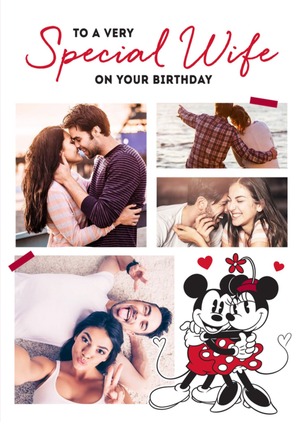 Mickey Mouse Disney Mickey And Minnie Special Wife Photo Upload Birthday Card