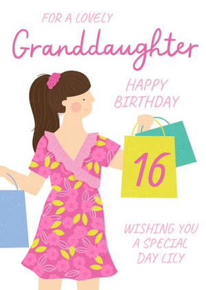 Moonpig Lovely Granddaughter Shopping Bags 16th Birthday Card