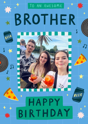 Stella Isaac Illustrations To An Awesome Brother Photo Upload Birthday Card