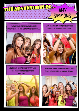 Moonpig Designers The Adventures Of Comic Style Spoof Personalised Photo Upload Happy Birthday Card