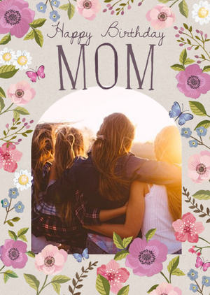 Moonpig Clintons Illustration Floral Photo Upload Cute Mum Birthday Card