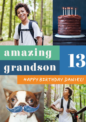 Moonpig Euphoria Photo Upload Amazing Grandson Birthday Card