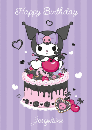 Moonpig Hello Kitty Kuromi Illustrated Birthday Cake Card