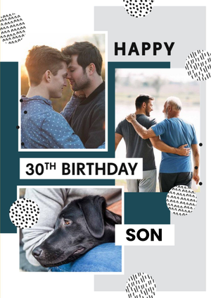 Moonpig Patterned Circles Abstract 30th Birthday Photo Upload Card