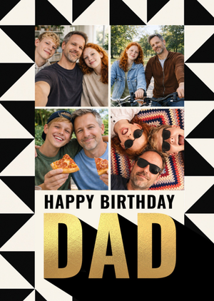 Moonpig Happy Birthday Dad Gold Typography Photo Upload Card
