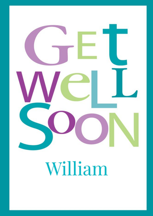 Ling Design Green And Purple Bordered Personalised Get Well Soon Card