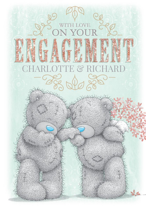 Me To You Tatty Teddy In Love Personalised On Your Engagement Card