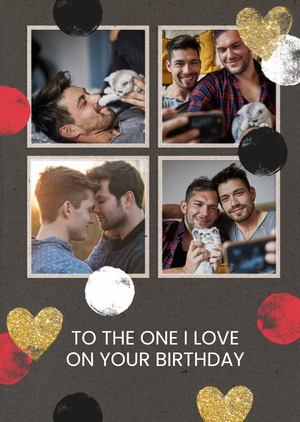 Moonpig Hearts And Spots 4 Square Personalised One I Love Photo Upload Birthday Card