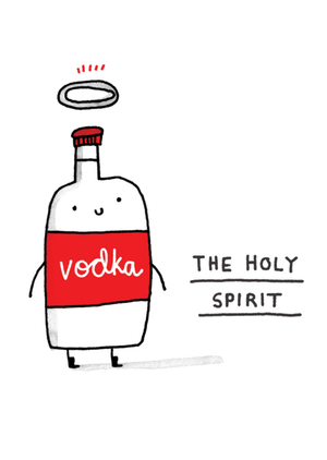 Moonpig Funny Illustrated Vodka Holy Spirit Pun Card By Gemma Correll