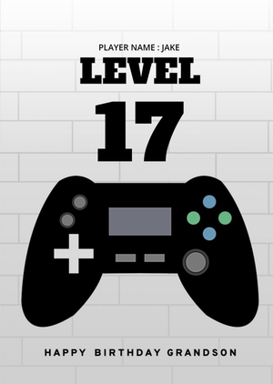 Moonpig Pearl And Ivy Illustrated Gaming Customisable Grandson Birthday Card
