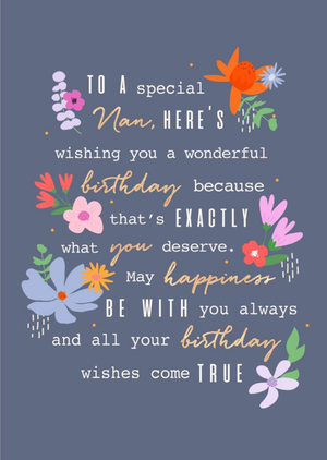 Moonpig To A Special Nanthoughtful Words Modern Floral Design Birthday Card