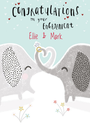 Moonpig Illustration Of A Pair Of Elephants Engagement Card