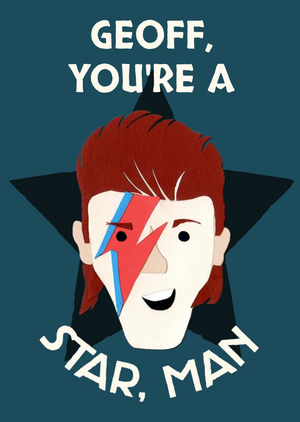Moonpig Funny Paper Cut David Bowie Birthday Card