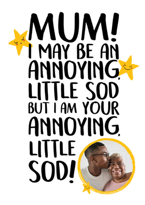 Moonpig Handwritten Typography With Stars And A Circular Photo Frame Mother's Day Photo Upload Card