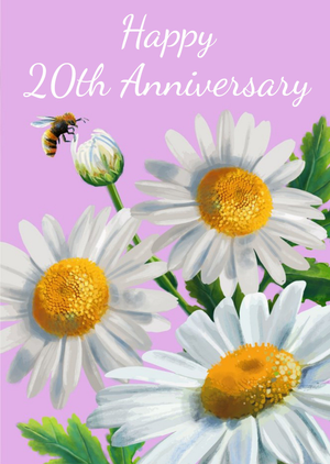 Moonpig Floral Daisy Illustration Happy Anniversary Card