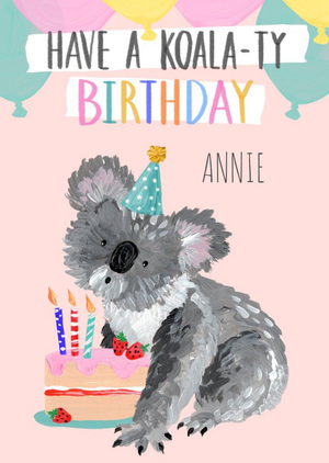 Moonpig Okey Dokey Design Cute Koala Pun Customisable Birthday Card