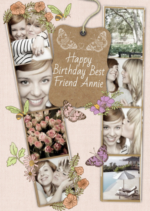 Moonpig Butterflies Personalised Photo Strip Happy Birthday Card For Best Friend