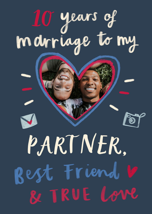Moonpig Partner, Best Friend & True Love Photo Upload 10th Anniversary Card