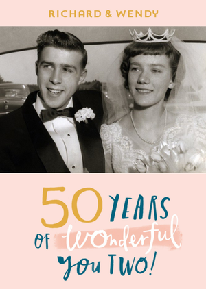 Moonpig Photo Upload Editable Typographic 50th Anniversary Card