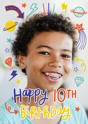 Moonpig Designers Fun Modern Photo Upload 10th Birthday Card