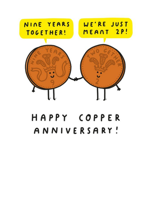 Moonpig Fun Cartoon Copper Ninth Anniversary Card