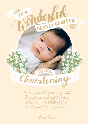 Moonpig Banner Wonderful Granddaughter Christening Photo Upload Card