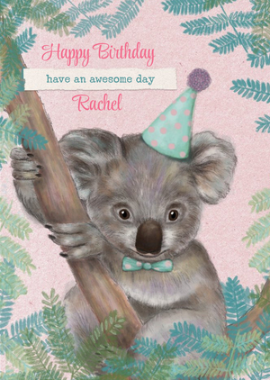 Moonpig Party Hat Koala Birthday Card