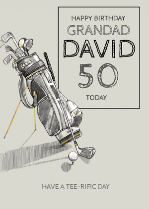 Moonpig Golf themed Happy 50th Birthday Grandad Card