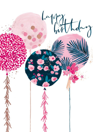 Moonpig Fun Pink Balloons Happy Birthday Card