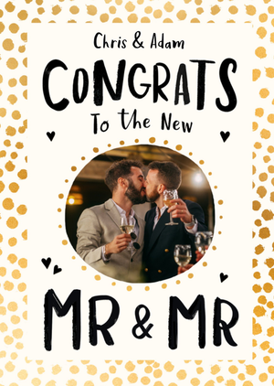Pigment Gold Polka Dot Photo Upload Congrats To The New Mr And Mr Card
