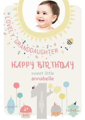 Moonpig Little Acorns Lovely Granddaughter 1st Birthday Photo Upload Card