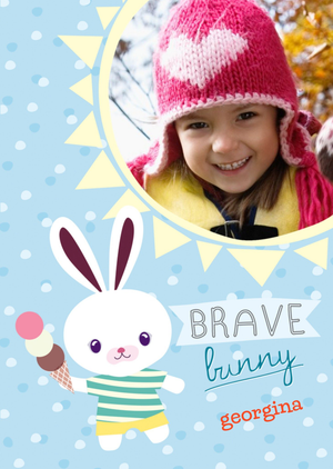 Moonpig Brave Bunny Personalised Photo Upload Get Well Soon Card