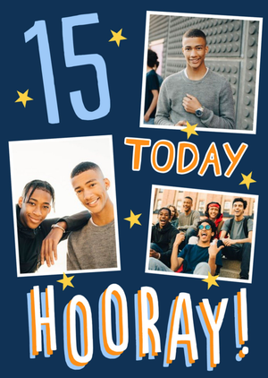Moonpig Big Bold Type Hooray 15 Today Birthday Photo Upload Card