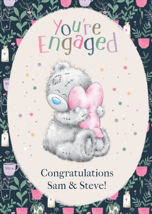 Me To You Tatty Teddy Plants Pattern You're Engaged Card
