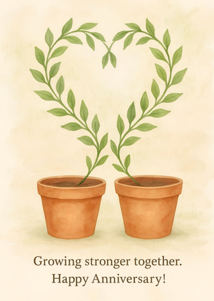 Moonpig Growing Stronger Together Plant Pots Illustrated Anniversary Card
