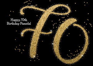Moonpig Metallic Gold Glitter 70th Personalised Birthday Card