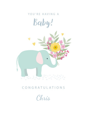 Moonpig Cute Illustrative Elephant Bouquet New Baby Card