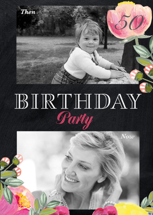 Moonpig then And Now Photo Upload 50th Birthday Party Invitation
