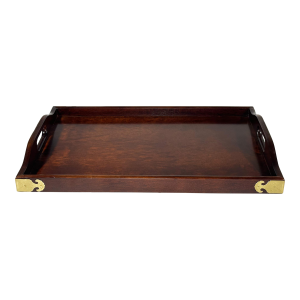 Vintage Bombay Company Asian Style Serving Tray With Brass Corners