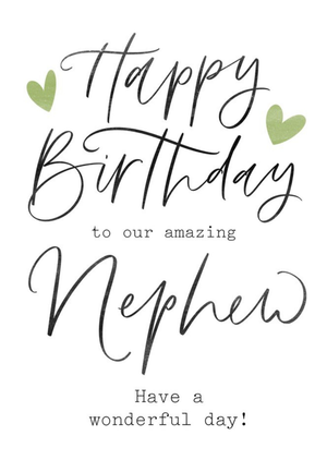 Moonpig Typographic Calligraphy Nephew Birthday Card