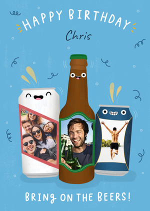 Moonpig Smiley Faced Beers Photo Upload Birthday Card By Jess Moorhouse