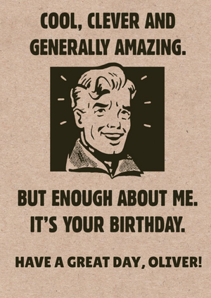 Moonpig Retro Iilustration Of A Laughing Man On A Brown Paper Textured Background Funny Birthday Card