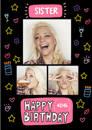 Moonpig Angela Chick Sister Editable Age Photo Upload Birthday Card