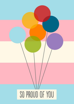 Moonpig Inclusive Non Gender Rainbow Balloons So Proud Of You Card