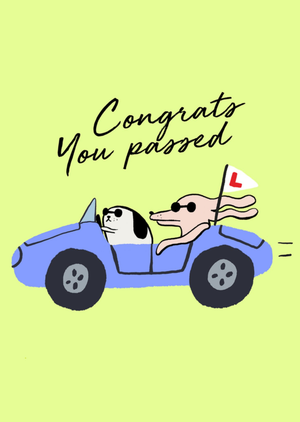 Moonpig You Passed Cartoon Dogs Driving Test Congratulations Card