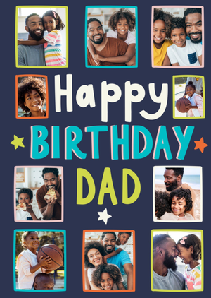 Moonpig Sweet And Bold Colourful Happy Birthday Dad Collage Photo Upload Birthday Card