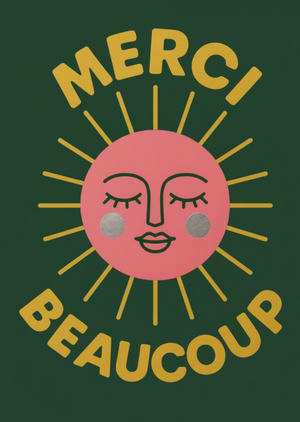 Moonpig Merci Beaucoup Pink Sun Thank You Card