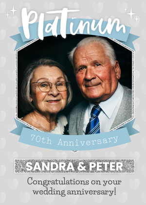 Moonpig Platinum 70th Anniversary Card