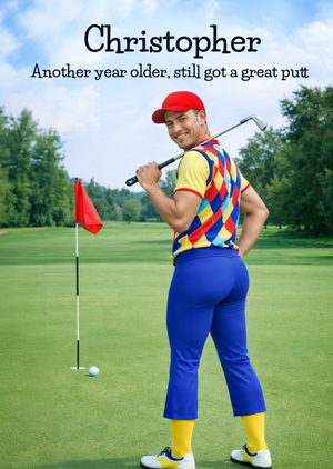 The London Studio Great Putt Face Swap Funny Golfer Birthday Card
